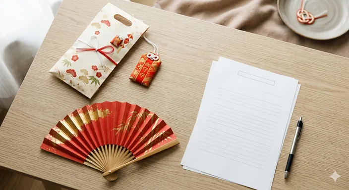 七五三、厄払い、長寿祝い、履歴書を象徴する小物を並べ、場面ごとに年齢の数え方が変わることを示した画像。